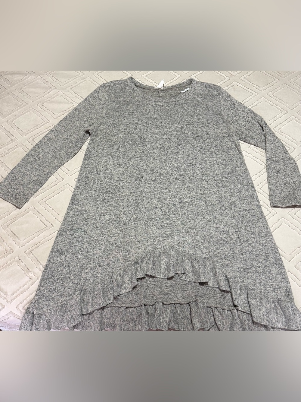 Cozy Grey Ruffle-Hem Women’s Sweater